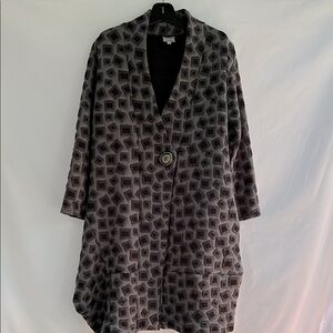 Geometric Patterned Gray Coat